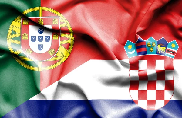 Bandera ondeante de Croacia y Portugal —  Fotos de Stock