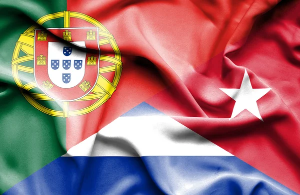 Drapeau de Cuba et du Portugal — Photo