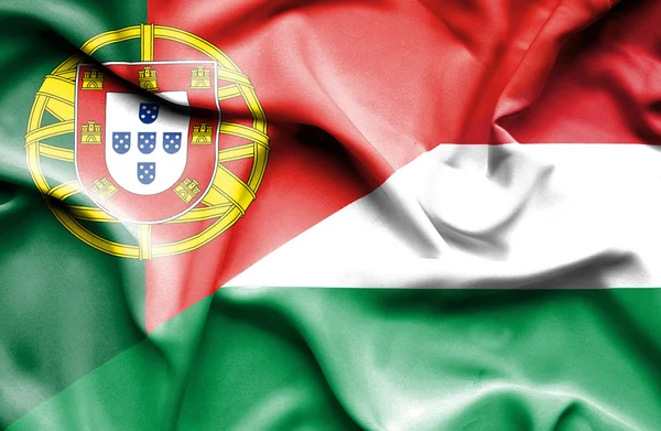 Ungern och portugal viftande flagga — Stockfoto