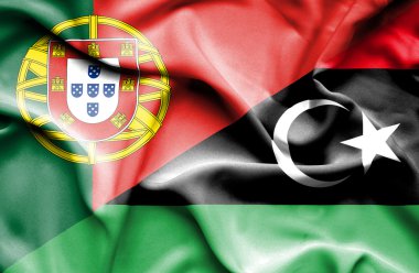 libya ve Portekiz bayrağı sallayarak