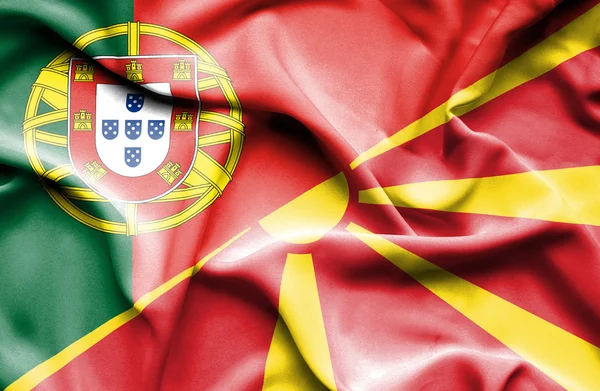 Drapeau de la Macédoine et du Portugal — Photo