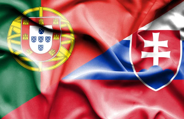 Bandera ondeante de Eslovaquia y Portugal —  Fotos de Stock