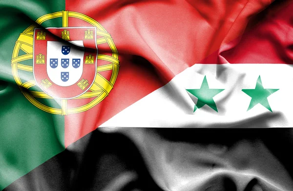 シリアとポルトガルの旗を振っています。 — ストック写真
