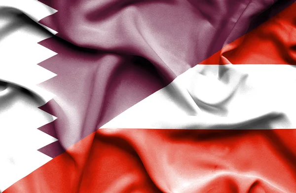 Bandera ondeante de Austria y Qatar —  Fotos de Stock