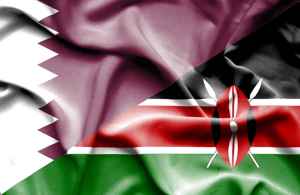 Флаг Кении и Катара — стоковое фото