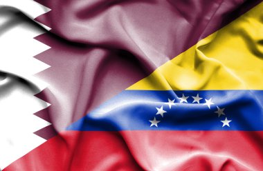 venezuela ve Katar bayrağı sallayarak
