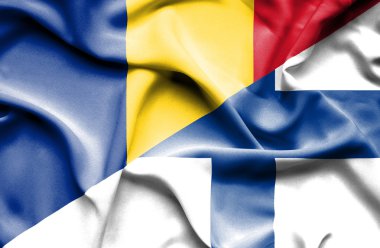 Finlandiya ve Romanya bayrağı sallayarak