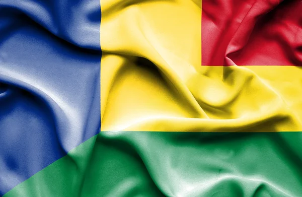 玻利维亚和罗马尼亚那飘扬的旗帜 — 图库照片