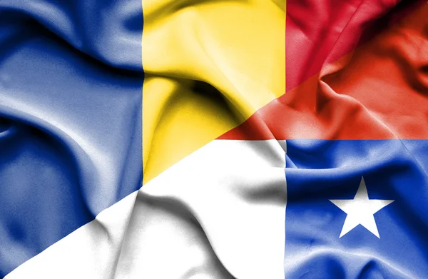 Waving flag of Chile and Romania — Stock Photo, Image