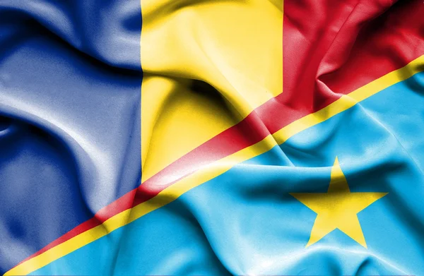 Bandera de República Democrática del Congo y Rumanía — Foto de Stock