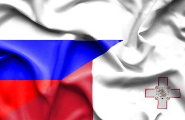 malta ve Rusya bayrağı sallayarak