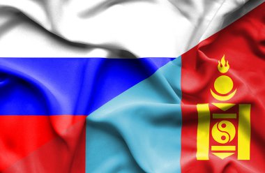 Moğolistan ve Rusya bayrağı sallayarak