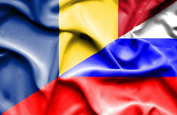 Drapeau de la Russie et de la Roumanie — Photo