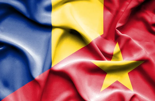 Vietnam ve Romanya bayrağı sallayarak — Stok fotoğraf
