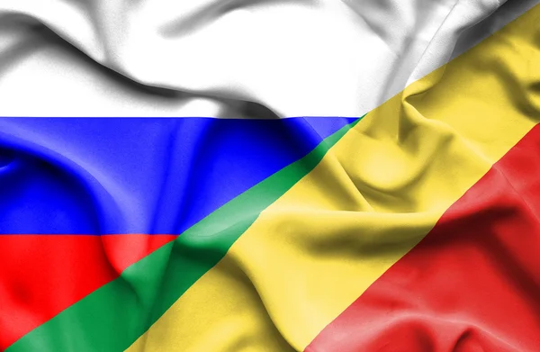 Флаг Республики Конго и России — стоковое фото
