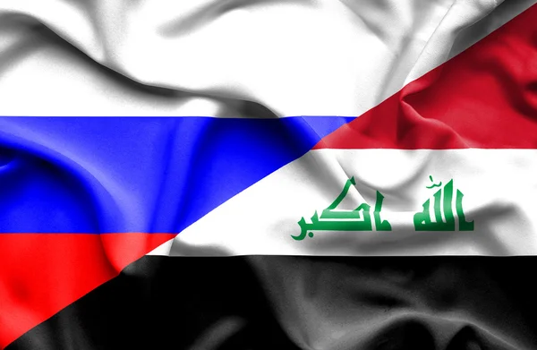 Machać flaga Iraku i Rosji — Zdjęcie stockowe