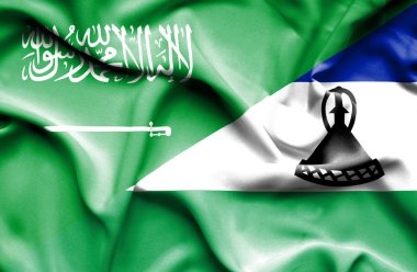 lesotho ve Suudi Arabistan bayrağı sallayarak