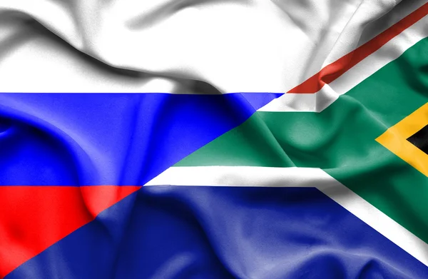 Sydafrika och Ryssland viftande flagga — Stockfoto