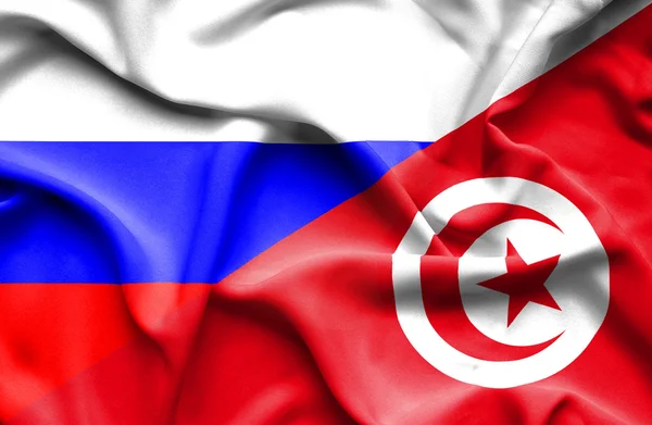 Bandeira da Tunísia e da Rússia — Fotografia de Stock