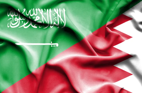 バーレーンとサウジアラビアの旗を振っています。 — ストック写真
