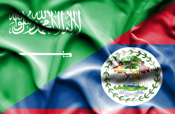 Bandeira acenando de Belize e Arábia Saudita — Fotografia de Stock
