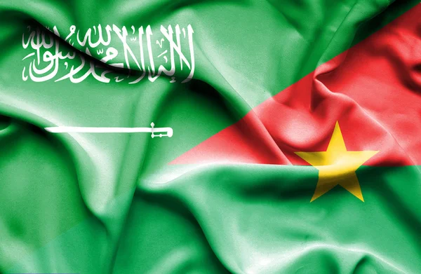 Waving flag of Burkina Faso and Saudi Arabia — Stock Photo, Image