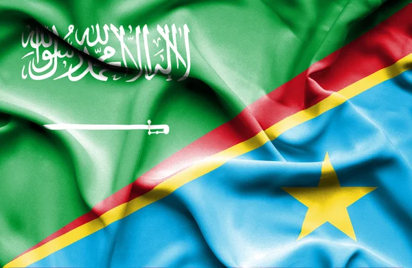 Bandeira da República Democrática do Congo e da Arábia Saudita — Fotografia de Stock