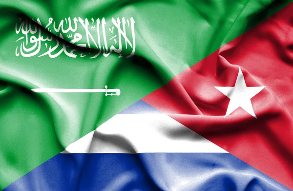 Bandera ondeante de Cuba y Arabia Saudita — Foto de Stock
