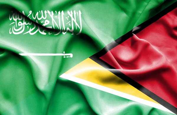 Viftande flagga guyana och Saudiarabien — Stockfoto