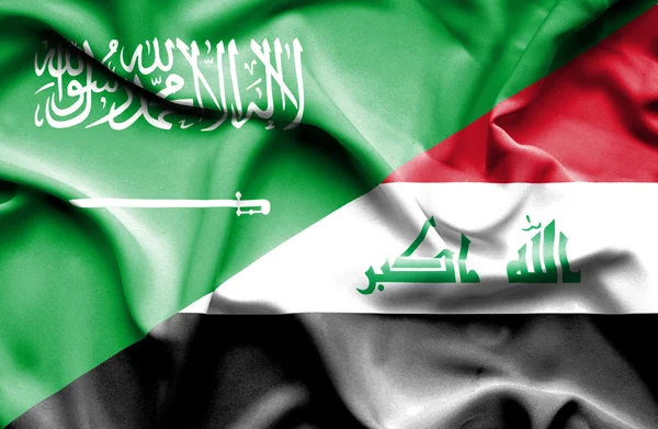 Integetett zászló Irak és Szaúd-Arábia — Stock Fotó