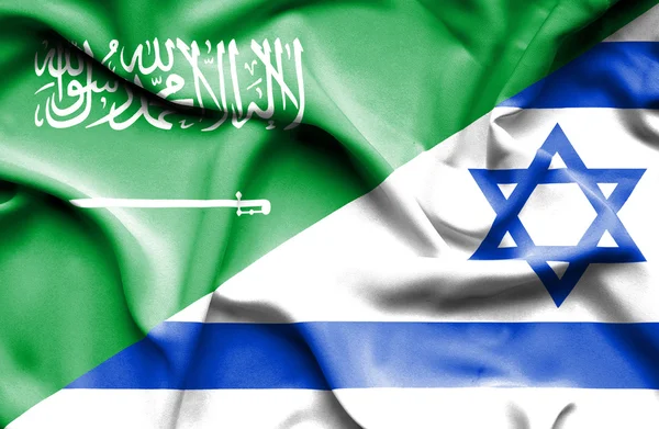 Waving flag of Israel and Saudi Arabia — Stock Photo, Image