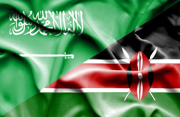Kenya och Saudiarabien viftande flagga — Stockfoto