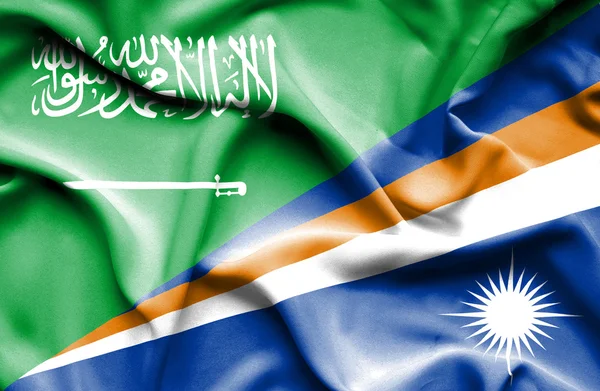 Viftande flagga Marshallöarna och Saudiarabien — Stockfoto