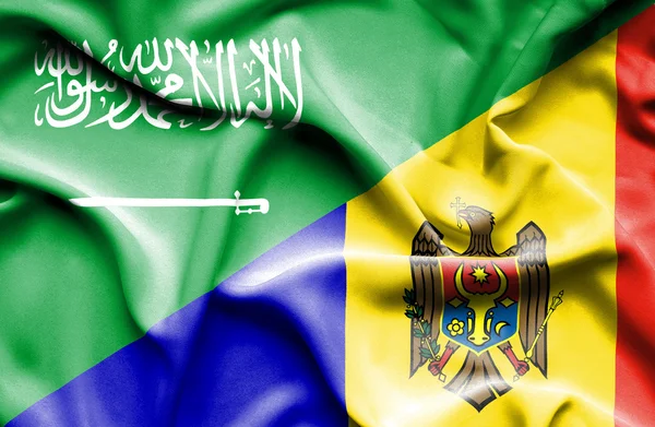 Viftande flagga moldavia och Saudiarabien — Stockfoto