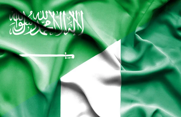 Wapperende vlag van nigeria en Saoedi-Arabië — Stockfoto