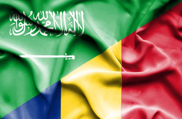 Rumänien och Saudiarabien viftande flagga — Stockfoto