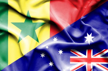 Avustralya ve senegal Cumhuriyeti bayrağı sallayarak