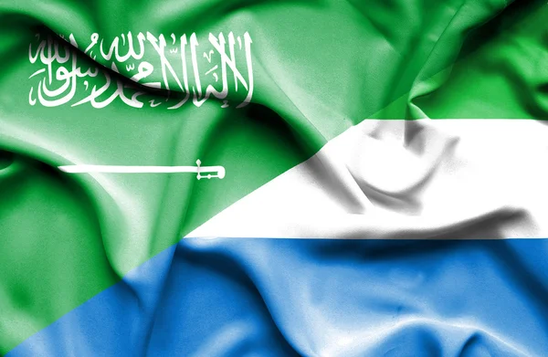 Wapperende vlag van sierra leone en Saoedi-Arabië — Stockfoto