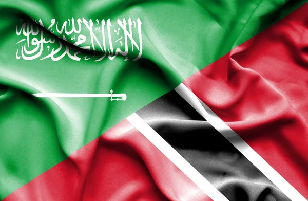Trinidad ve tobago ve Suudi Arabistan bayrağı sallayarak — Stok fotoğraf