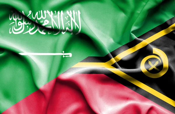 Viftande flagga vanuatu och Saudiarabien — Stockfoto