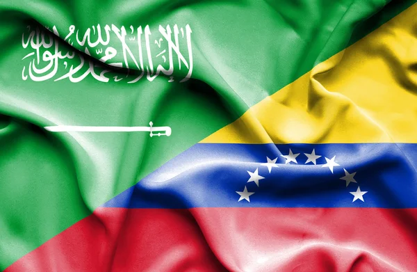 Waving flag of Venezuela and Saudi Arabia