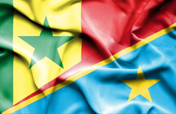 Bandeira da República Democrática do Congo e Senegal — Fotografia de Stock