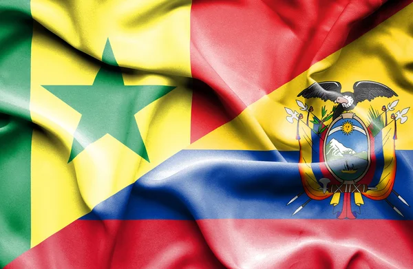 Waving flag of Ecuador and Senegal — Stock Photo, Image