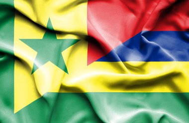 mauritius ve senegal Cumhuriyeti bayrağı sallayarak
