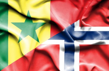 Norveç ve senegal Cumhuriyeti bayrağı sallayarak