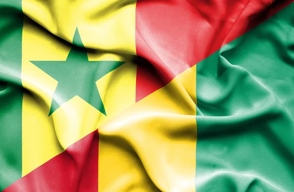 Waving flag of Guinea and Senegal — Stock Photo, Image