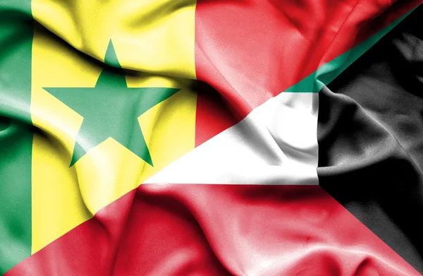 Bandeira ondulada do Kuwait e Senegal — Fotografia de Stock