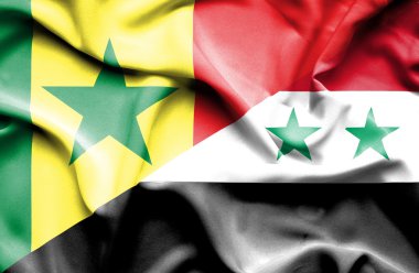 Suriye ve senegal Cumhuriyeti bayrağı sallayarak