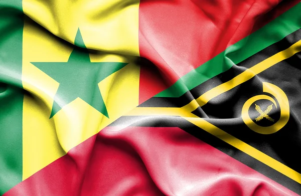 Sventolando bandiera di Vanuatu e Senegal — Foto Stock