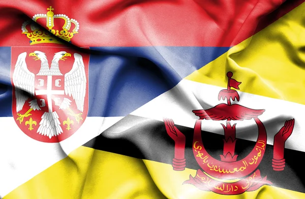 Drapeau de Brunei et de Serbie — Photo